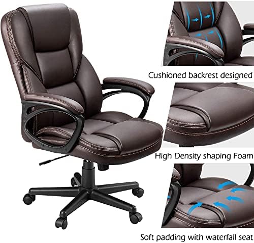 Furmax Office Executive Chair High Back Adjustable Managerial Home Desk Chair, Swivel Computer PU Leather Chair with Lumbar Support (2, Brown) - Image 6