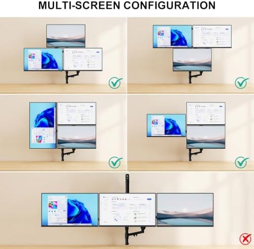 WALI Triple Monitor Wall Mount for 17-34 inch Screens, 22lbs per Arm, Black - Image 4