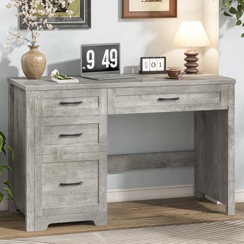 Halitaa Executive Desk with 3 Storage Drawers, Grey by Halitaa