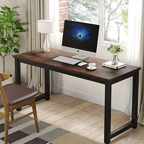 Tribesigns Computer Desk, 55 inch Large Office Desk Computer Table Study Writing Desk Workstation for Home Office, Rustic Brown - Image 4