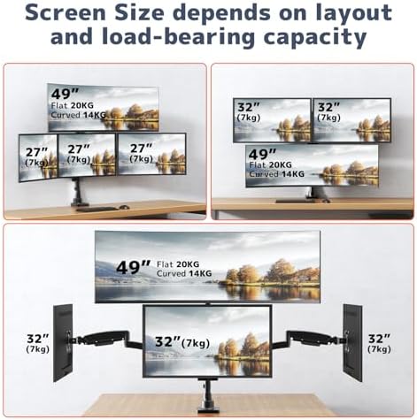PUTORSEN Quad Monitor Mount for 49’’ Top and 27’’ Screens on Lower - Image 3