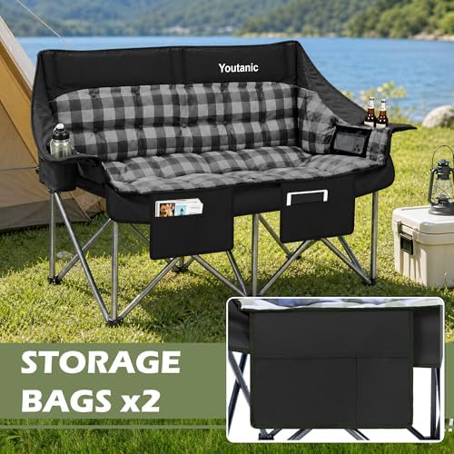 Youtanic 60" Extra Double Camping Chair for Adults, 700lbs Padded Loveseat - Image 5