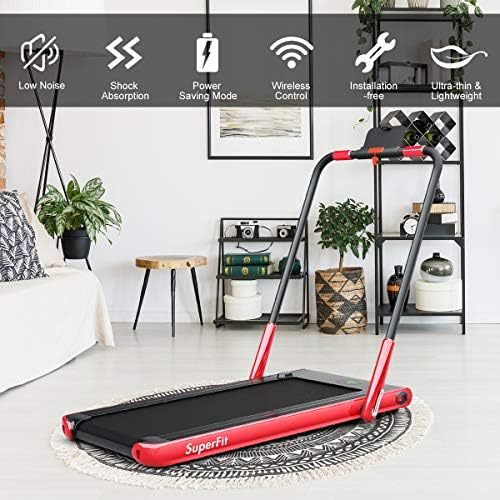 GYMAX Walking Pad, 2 in 1 Free Installation Under Desk Treadmill with Smart App, Remote Control & LED Display, 2.25HP Foldable Portable Compact Running Machine for Small Spaces Home Office - Image 4