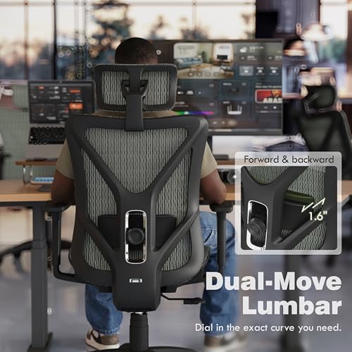 ELABEST Mesh Office Chair,Ergonomic Computer Desk Chair,Sturdy Task Chair- Adjustable Lumbar Support & Armrests,Tilt Function,Comfort Wide Seat,Swivel Home Office Chair (Eucalyptus) - Image 6