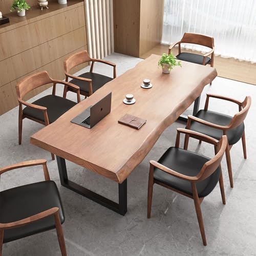Stylish Solid Wood Office Desk with Sturdy Metal Base - Durable Multi-Size Executive Computer & Dining Table - Perfect for Home Office & Work Environments (Brown, 47in) - Image 3