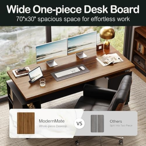 ModernMate 71" Executive Standing Desk with Privacy Panel, Black Walnut - Image 5