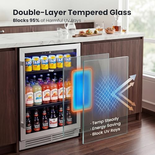 Yeego Beverage Refrigerator - 24 inch 180 Cans Beer Cooler with Glass Door - Image 6