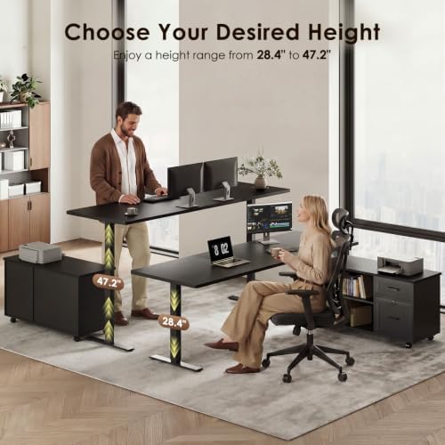 OffiGo 63 Inch L Shaped Electric Standing Desk with Cabinet Sets, Black - Image 5