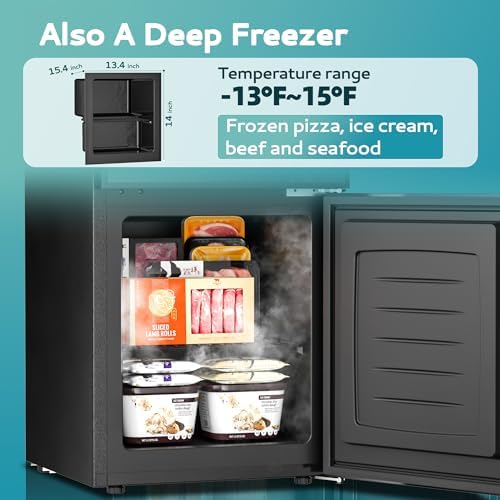 EUHOMY Double Door Mini Fridge With Freezer, Freestanding Mini Freezer - Image 4