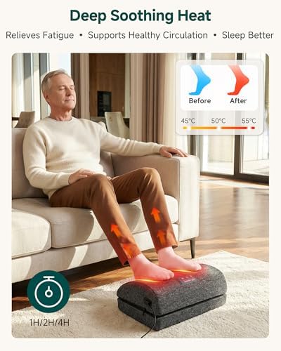 Snailax Heated Foot Rest Under Desk at Work, Ergonomic Vibration Foot Stool - Image 3