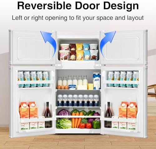 Kismile 2.5Cu.Ft Mini Fridge with Freezer Compact Refrigerator Double Door - Image 2