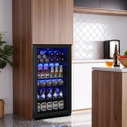 3.1 Cuft Beverage Fridge, 128 Can Mini Fridge, Glass Door, 35–65°F, Black - Image 7