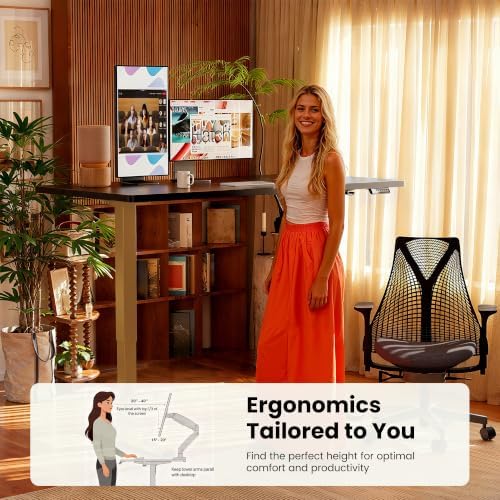 ErGear Height Adjustable Electric Standing Desk, 48 x 24 Inches Sit Stand up Desk, Memory Computer Home Office Desk, Black+Gold - Image 7