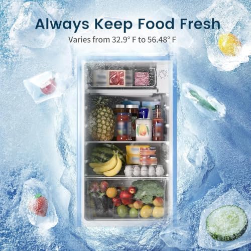 BANGSON Mini Fridge with Freezer 3.2 Cu.Ft for Bedroom and Office Blue - Image 4