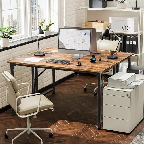 PRAISUN 47 X 20 Inch Computer Desk, Power Outlets, USB-C, Rustic Brown - Image 2
