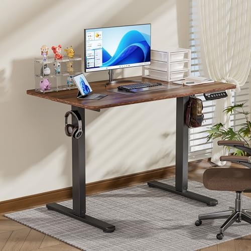 BIZUM 40x24 Inch Electric Standing Desk with Memory Presets, Quiet Motor Height Adjustable Stand Up Desk for Home Office & Gaming, Ergonomic Sit Stand Workstation，Walnut - Image 2