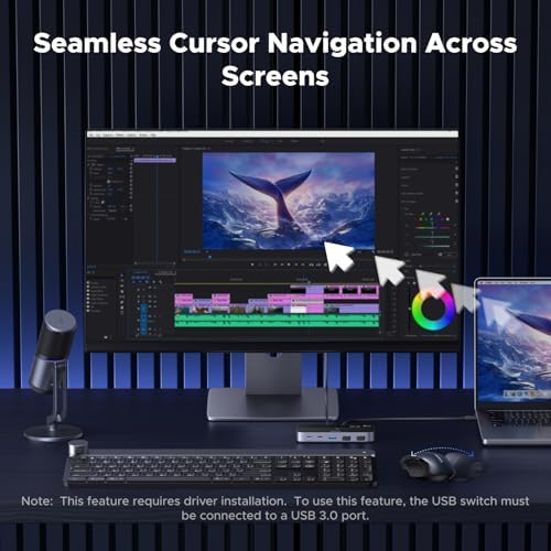UGREEN 10 Gbps USB-C Switch Support File Sync & Cross-Screen Drag, USBC 3.2 Switch 2 Computers Share 4 USB 3.2 Gen 2 Ports, USB Switcher Selector Sharing Keyboard and Mouse with Controller - Image 3
