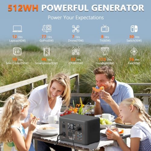 ALLWEI Portable Power Station 500W, 512Wh LiFePO4 Battery UPS Backup Power - Image 3