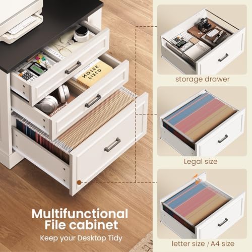 SEDETA Farmhouse L Shaped Electric Standing Desk, 70.9" x 39.4" Height Adjustable Office Executive Desk with 3 Drawers, Standing Computer Desks with Power Outlet for Home Office, White - Image 5