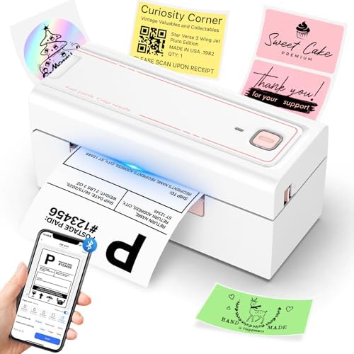 Bluetooth Thermal Shipping Label Printer, Wireless 4x6 Shipping Label Printer, Compatible with Android, iPhone, Mac & Windows, Widely Used for, Amazon, Shopify, Etsy, USPS(White) by Hoorola