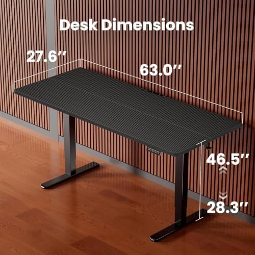 ErGear Height Adjustable Electric Standing Desk, 63 x 28 Inches Sit Stand up Desk, Memory Computer Home Office Desk, Carbon Fiber Black - Image 3