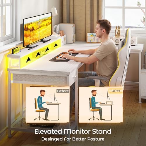 DurayLoly 63" L Shaped Desk with 2 Drawers and Printer Stand,Bedroom,White - Image 6