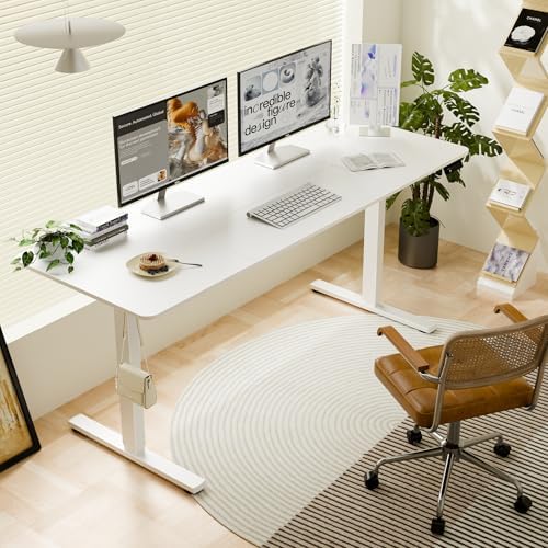 67"x24" Standing Desk, Height Adjustable Sit-Stand Home Office, White - Image 2