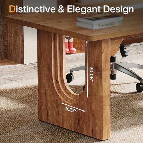 Tribesigns Modern Executive Desk, 70.9" Large Office Computer Desk, Conference Table Meeting Room Table, Simple Workstation Business Furniture for Home Office, Brown - Image 7