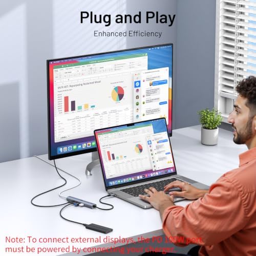 10Gbps USB C Hub with 4K@60Hz Video Display, Selore 5 Ports USB-C Splitter, C Port Data Transfer, 100W PD-in Charging, Dongle Multiport Adapter for MacBook Pro, iPad, Dell, HP, and More - Image 6