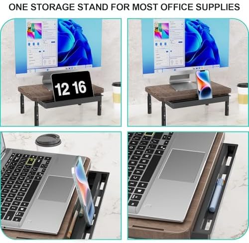 WALI Computer Monitor Stand with Storage, Monitor Riser 3 Height Adjustable - Image 6