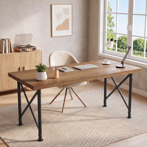 Tribesigns Solid Wood Executive Desk, 63" Industrial Home Office Desk - Image 3