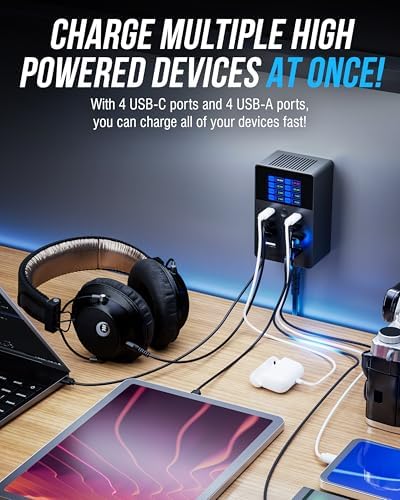 SABRENT VOLTIK Charging Station, 252W 8-Port USB C and USB A, LCD Display - Image 4