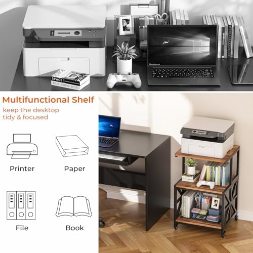 GreenForest Printer Stand with Lockable Wheels, Heavy Duty Printer Table - Image 6