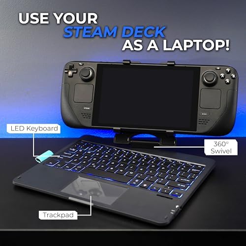 DeckTop - Steam Deck Keyboard and Bluetooth Trackpad Mouse with Multicolor LED Laptop Accessory for Valve Linux PC Gaming Accessories (Steam Deck/ROG Ally) - Image 2