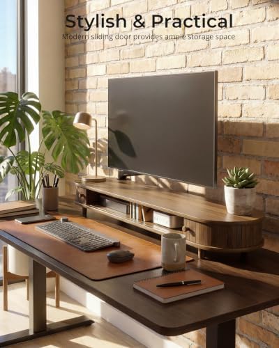 42 Inch Curved Dual Monitor Stand Riser with Storage Desk Shelf - Image 3