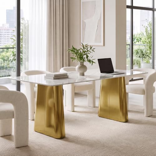 Tribesigns 63" Sintered Stone Executive Desk, Modern Office Writing Desk - Image 3