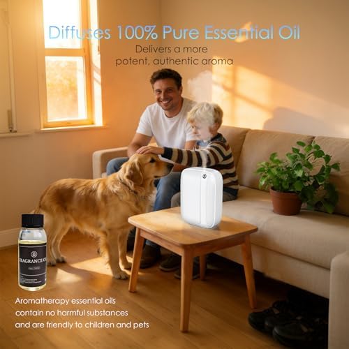 Essential Oil Diffuser, Waterless & Ultrasonic Aromatherapy Diffuser for Home, Office, Hotel, 13.5 OZ Capacity Up to 2500 Sq.Ft Coverage Room Scent Diffuser with App & Button Control(White) - Image 6