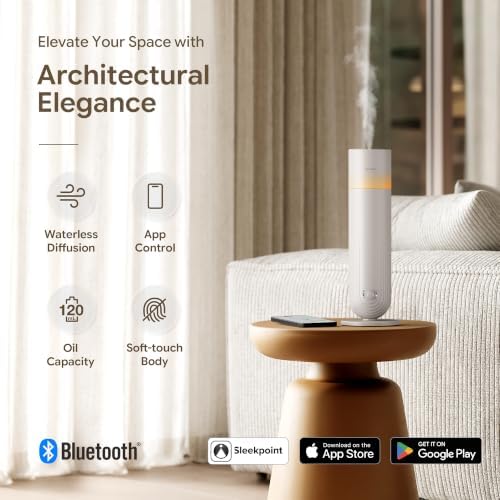 Airversa U1 Smart Tower Waterless Essential Oil Diffuser, Beige Gray - Image 2