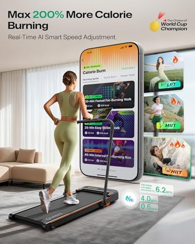 UREVO Strol 2E Smart 2-in-1 Folding Treadmill, Compact Walking Pad with Safety Handle, Plug and Play, Standing Desk Treadmill with Dual LED Display, Smart APP, Walking or Running for Home - Image 3
