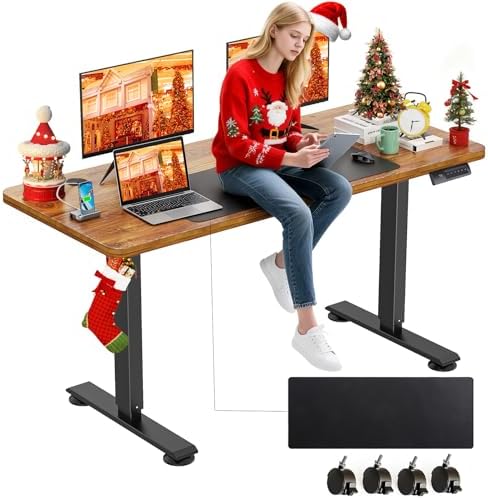 farexon 55x24 Inch Electric Standing Desk with Mouse Pad, Brown by farexon