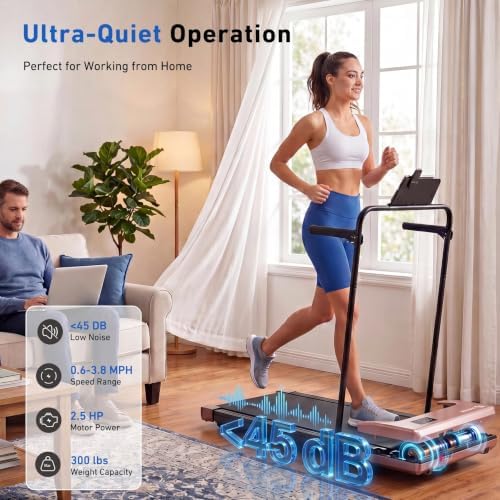 DeerRun Walking Pad Treadmill with Incline & Handle Bar - Image 5