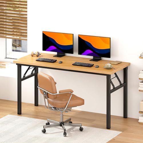 Need Office Computer Desk 54.3 Inch Sturdy Folding Laptop Table Teak - Image 4