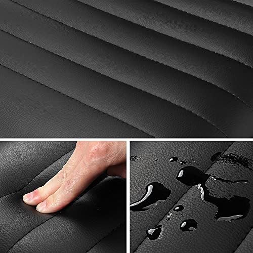 Yaheetech Black Armless Vanity Desk Chair with Wheels, Ribbed PU Leather - Image 6