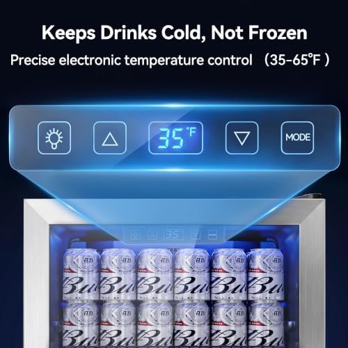 Tehanld 2.5 Cu.Ft Beverage Fridge, Glass Door Mini Fridge, Silver, 96 Can - Image 4