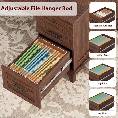 IDEALHOUSE 60" Farmhouse Wooden Home Office Executive Desk with Drawers - Image 5