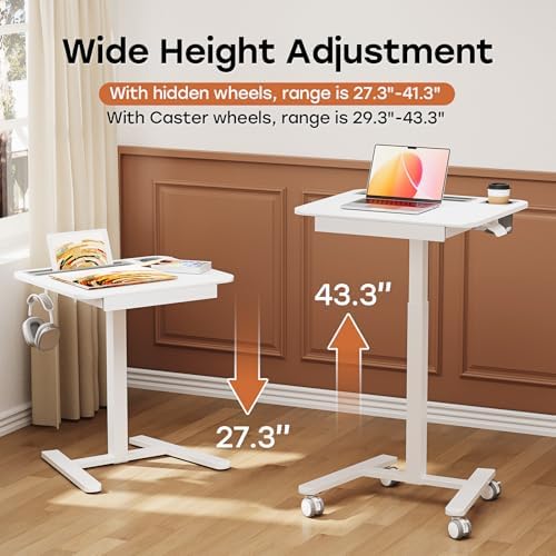 Small Mobile Standing Desk with Drawer, 23.6" x 19.7" Top - Image 4