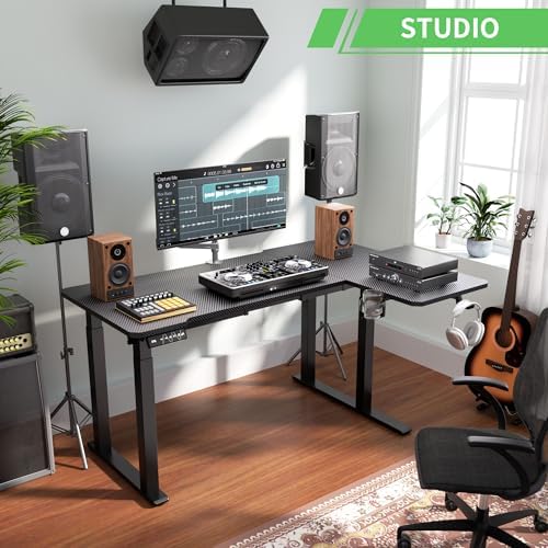 X-Win 63 Inches L-Shaped Electric Standing Desk, Dual Motor Height Adjustable Stand Up Corner Desk, Sit to Stand Workstation, Carbon Fiber Top - Image 5