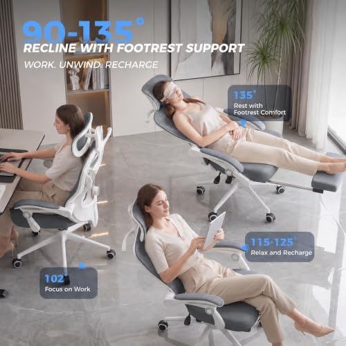 CYKOV Ergonomic Office Chair with Footrest, Reclining Mesh Back, 350 Lbs - Image 5