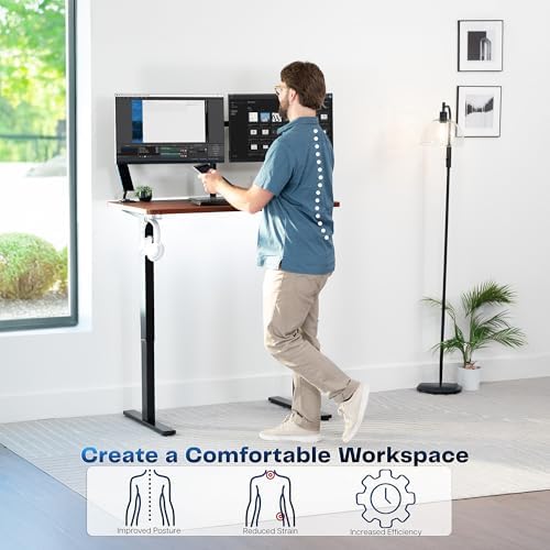 VIVO Dark Walnut 43 x 24 in Standing Desk, DESK-1B4D - Image 4