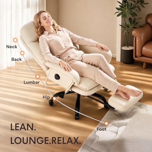 FLEXISPOT Multi-Task Ergonomic Office Chair with Footrest, Beige White, HC4 - Image 6